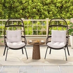 Costway Patio Wicker Rattan Egg Chair with Seat & Back Cushions Metal Indoor Outdoor