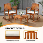Karl Home | 36 in. Solid Wood Outdoor Rocking Chair with Cushion