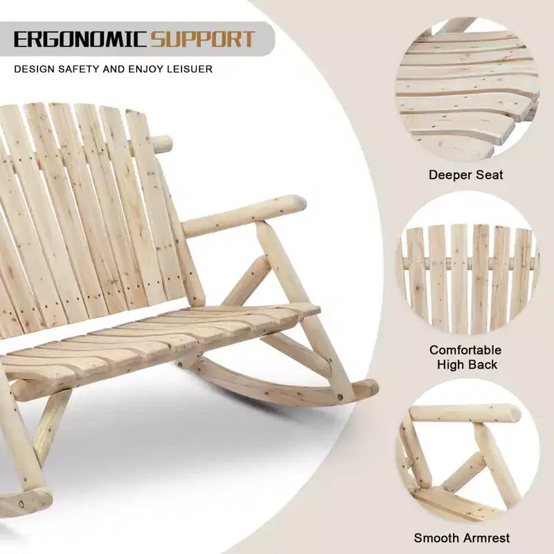 Karl Home | Panchina a dondolo per esterni con schienale alto in legno massiccio da 47 pollici