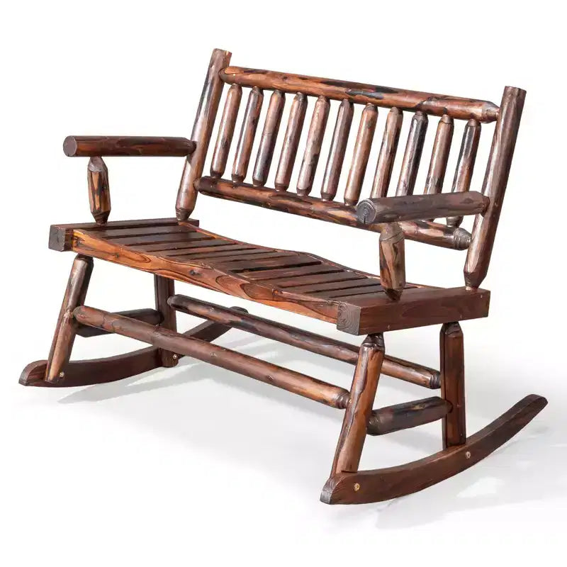 Karl Home | Panca a dondolo da esterno in legno massello, 112 cm