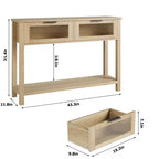 GustoWave Tavolo Consolle in Legno da 43'' per Ingresso, Tavolino da Divano a 2 Livelli con 2 Cassetti in Vetro e Spazio Contenitore, Ideale per Soggiorno e Foyer