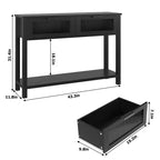 GustoWave Tavolo Consolle in Legno da 43'' per Ingresso, Tavolino da Divano a 2 Livelli con 2 Cassetti in Vetro e Spazio Contenitore, Ideale per Soggiorno e Foyer