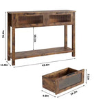 GustoWave Tavolo Consolle in Legno da 43'' per Ingresso, Tavolino da Divano a 2 Livelli con 2 Cassetti in Vetro e Spazio Contenitore, Ideale per Soggiorno e Foyer