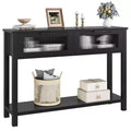 GustoWave 43'' Wood Console Table for Entryway  2-Tier Sofa Table with 2 Glass Drawers and Storage, Ideal for Living Room and Foyer