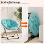 Comfy Saucer Chairs, Folding Reading Lounge Chair, Living Room Chair with Soft Thick Padded Seat & Metal Frame, for Kids Adults