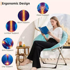 Comfy Saucer Chairs, Folding Reading Lounge Chair, Living Room Chair with Soft Thick Padded Seat & Metal Frame, for Kids Adults