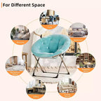 Comfy Saucer Chairs, Folding Reading Lounge Chair, Living Room Chair with Soft Thick Padded Seat & Metal Frame, for Kids Adults