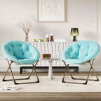 Comfy Saucer Chairs, Folding Reading Lounge Chair, Living Room Chair with Soft Thick Padded Seat & Metal Frame, for Kids Adults