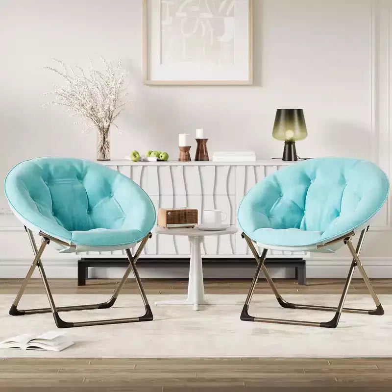 Comfy Saucer Chairs, Folding Reading Lounge Chair, Living Room Chair with Soft Thick Padded Seat & Metal Frame, for Kids Adults