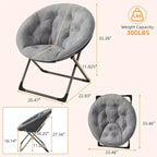 Comfy Saucer Chairs, Folding Reading Lounge Chair, Living Room Chair with Soft Thick Padded Seat & Metal Frame, for Kids Adults
