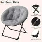 Comfy Saucer Chairs, Folding Reading Lounge Chair, Living Room Chair with Soft Thick Padded Seat & Metal Frame, for Kids Adults