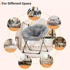 Comfy Saucer Chairs, Folding Reading Lounge Chair, Living Room Chair with Soft Thick Padded Seat & Metal Frame, for Kids Adults