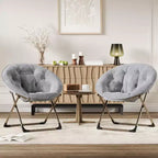 Comfy Saucer Chairs, Folding Reading Lounge Chair, Living Room Chair with Soft Thick Padded Seat & Metal Frame, for Kids Adults