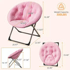 Comfy Saucer Chairs, Folding Reading Lounge Chair, Living Room Chair with Soft Thick Padded Seat & Metal Frame, for Kids Adults