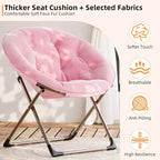 Comfy Saucer Chairs, Folding Reading Lounge Chair, Living Room Chair with Soft Thick Padded Seat & Metal Frame, for Kids Adults