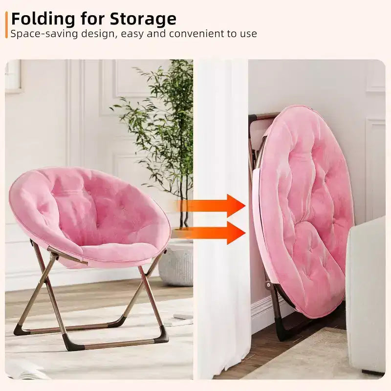 Comfy Saucer Chairs, Folding Reading Lounge Chair, Living Room Chair with Soft Thick Padded Seat & Metal Frame, for Kids Adults