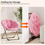 Comfy Saucer Chairs, Folding Reading Lounge Chair, Living Room Chair with Soft Thick Padded Seat & Metal Frame, for Kids Adults