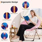 Comfy Saucer Chairs, Folding Reading Lounge Chair, Living Room Chair with Soft Thick Padded Seat & Metal Frame, for Kids Adults