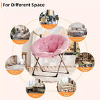 Comfy Saucer Chairs, Folding Reading Lounge Chair, Living Room Chair with Soft Thick Padded Seat & Metal Frame, for Kids Adults