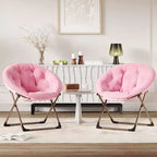 Comfy Saucer Chairs, Folding Reading Lounge Chair, Living Room Chair with Soft Thick Padded Seat & Metal Frame, for Kids Adults
