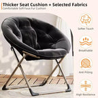 Comfy Saucer Chairs, Folding Reading Lounge Chair, Living Room Chair with Soft Thick Padded Seat & Metal Frame, for Kids Adults