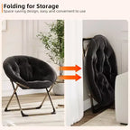 Comfy Saucer Chairs, Folding Reading Lounge Chair, Living Room Chair with Soft Thick Padded Seat & Metal Frame, for Kids Adults