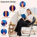 Comfy Saucer Chairs, Folding Reading Lounge Chair, Living Room Chair with Soft Thick Padded Seat & Metal Frame, for Kids Adults