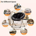 Comfy Saucer Chairs, Folding Reading Lounge Chair, Living Room Chair with Soft Thick Padded Seat & Metal Frame, for Kids Adults
