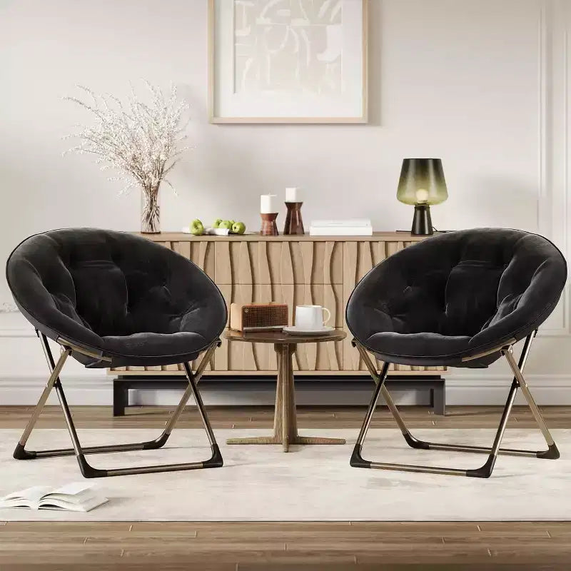 Comfy Saucer Chairs, Folding Reading Lounge Chair, Living Room Chair with Soft Thick Padded Seat & Metal Frame, for Kids Adults