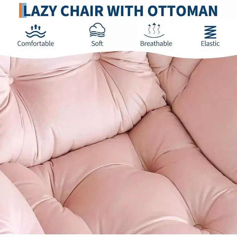 Poltrona da lettura pigra con poggiapiedi, poltrona moderna per salotto, poltrona relax con poggiapiedi, tasca laterale per soggiorno, camera da letto, dormitorio e ufficio