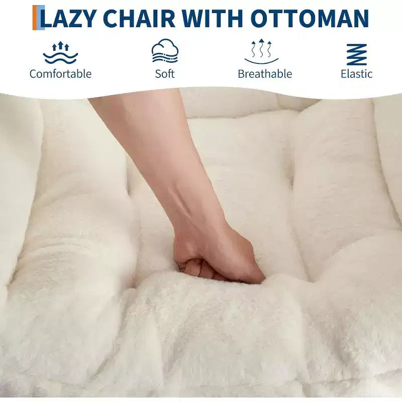 Poltrona da lettura pigra con poggiapiedi, poltrona moderna per salotto, poltrona relax con poggiapiedi, tasca laterale per soggiorno, camera da letto, dormitorio e ufficio
