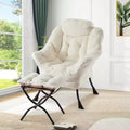 Lazy Reading Chair with Ottoman, Modern Lounge Accent Chair, Leisure Sofa Armchair with Footrest, Side Pocket for Living Room, Bedroom, Dorm & Office