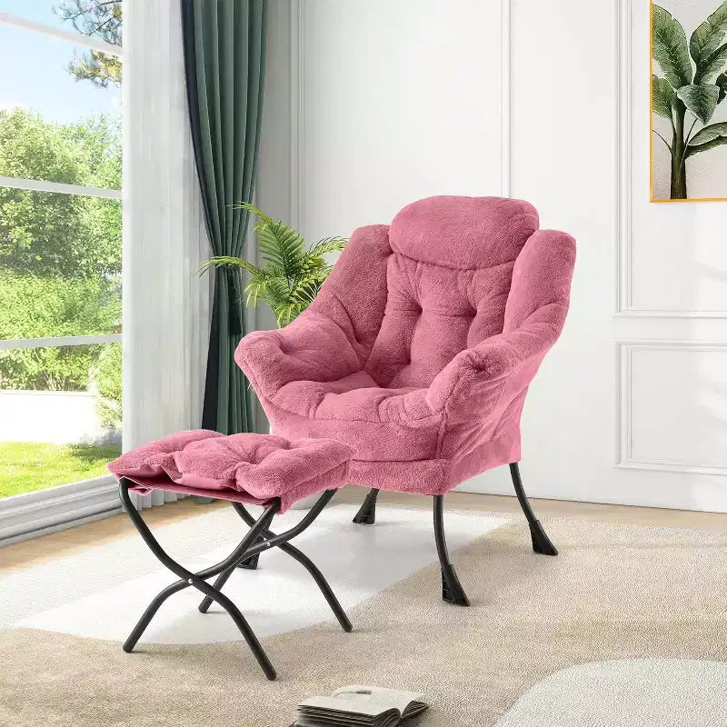 Poltrona da lettura pigra con poggiapiedi, poltrona moderna per salotto, poltrona relax con poggiapiedi, tasca laterale per soggiorno, camera da letto, dormitorio e ufficio