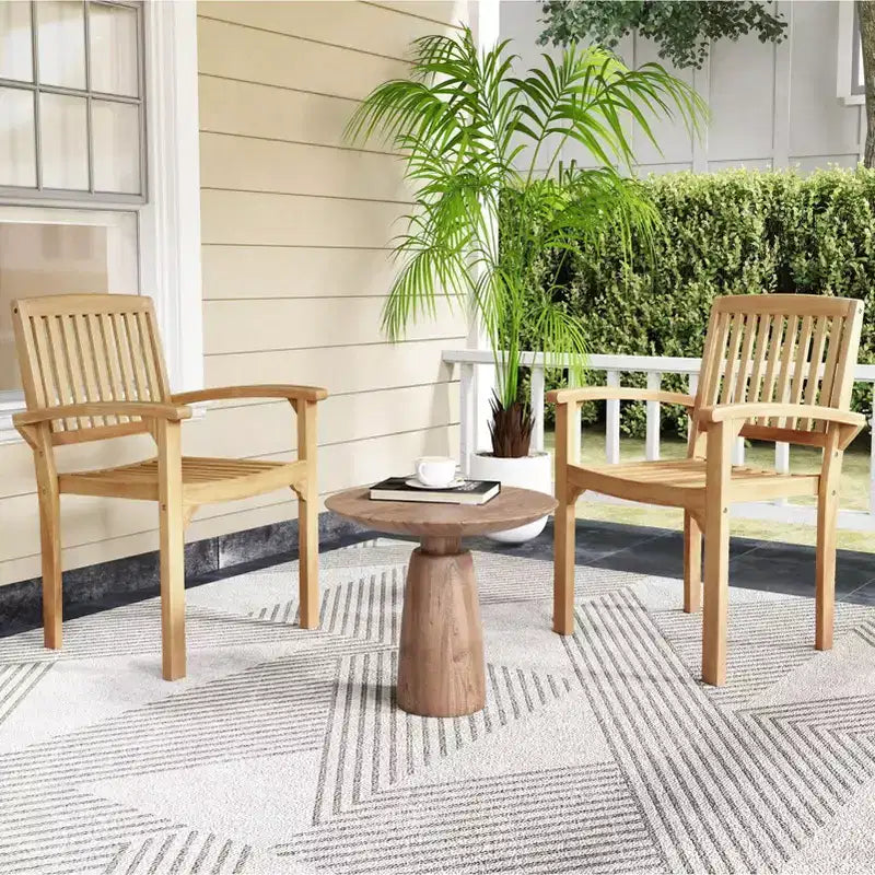 Costway Sedia da Giardino 1/2/4 Pezzi Poltrona da Esterno in Legno di Teak con Sedile a Doghe e Sedile Curvo