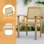 Costway Sedia da Giardino 1/2/4 Pezzi Poltrona da Esterno in Legno di Teak con Sedile a Doghe e Sedile Curvo