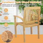 Costway Sedia da Giardino 1/2/4 Pezzi Poltrona da Esterno in Legno di Teak con Sedile a Doghe e Sedile Curvo
