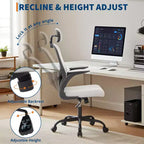 Sedia da ufficio ergonomica con schienale alto in rete, poggiatesta e supporto lombare regolabili, braccioli ribaltabili