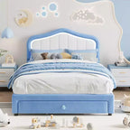 Struttura Letto Singolo con Cassetti Contenitori, Base Letto Imbottita con Doghe in Legno, Facile Montaggio, Nessuna Molla Richiesta, per Bambini