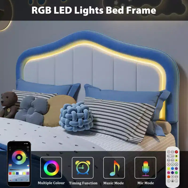 Struttura Letto Singolo con Cassetti Contenitori, Base Letto Imbottita con Doghe in Legno, Facile Montaggio, Nessuna Molla Richiesta, per Bambini
