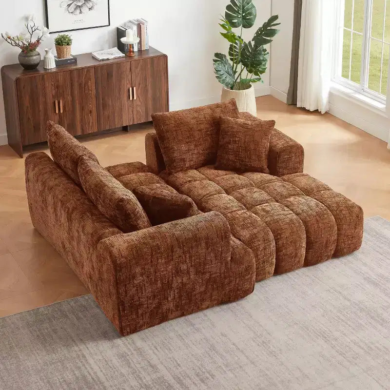 GDFStudio Salta Modern Chenille Fabric Sectional Sofa with Tufted Design
