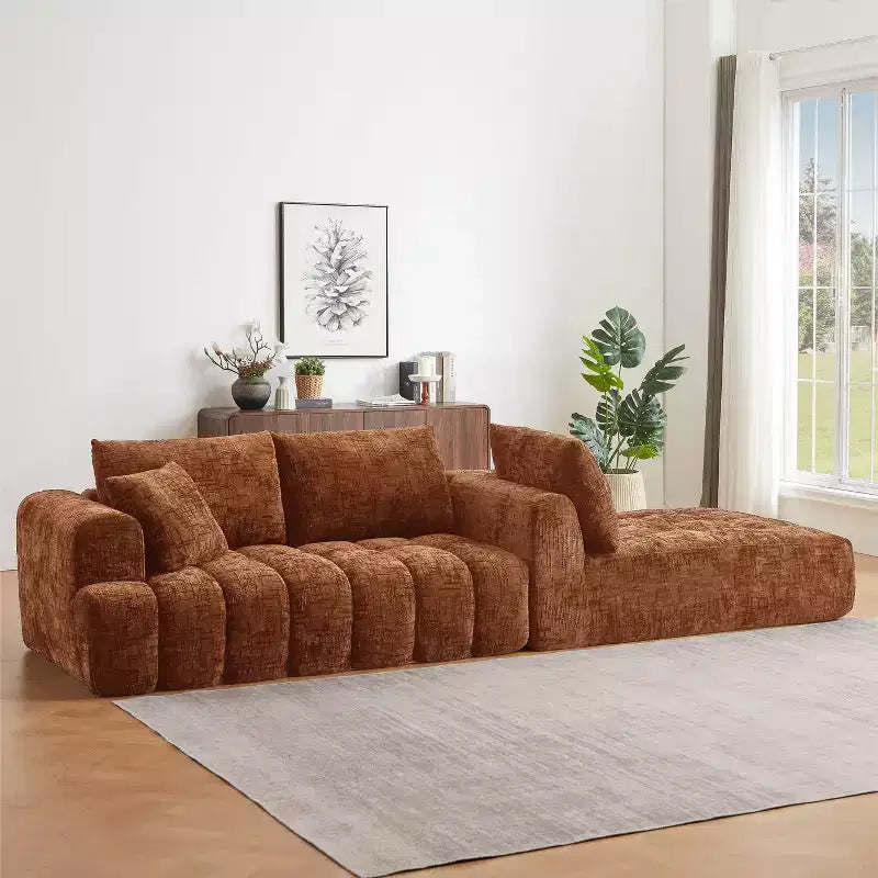 GDFStudio Salta Modern Chenille Fabric Sectional Sofa with Tufted Design
