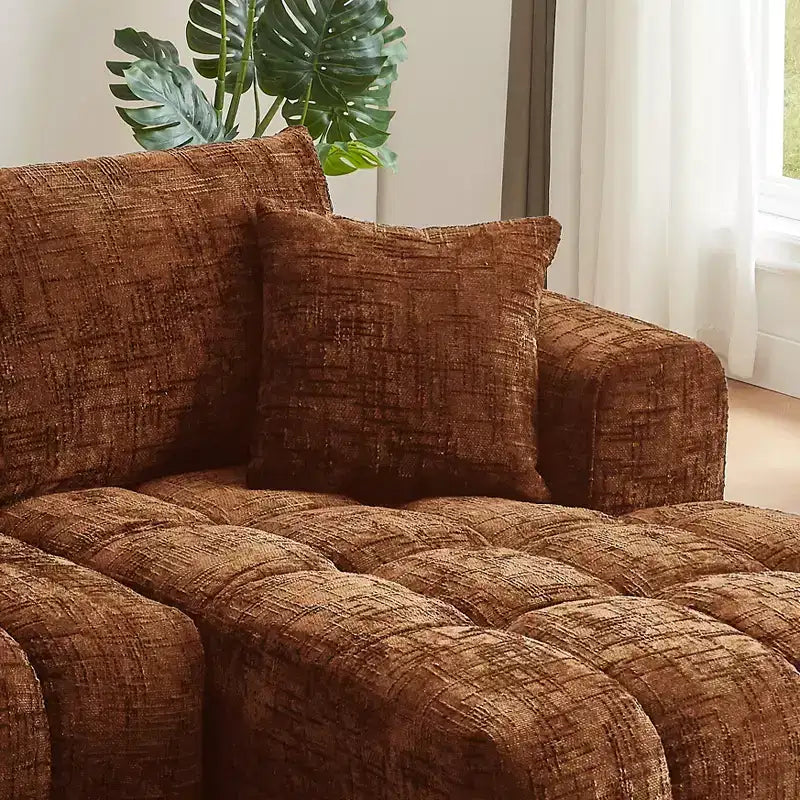 GDFStudio Salta Modern Chenille Fabric Sectional Sofa with Tufted Design
