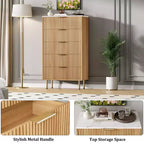 Cassettiera a 5 cassetti per camera da letto, cassettiera alta in legno da 47 pollici con maniglia dorata, organizer con cassetti scanalati, cassettiera per armadio