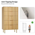 Cassettiera a 5 cassetti per camera da letto, cassettiera alta in legno da 47 pollici con maniglia dorata, organizer con cassetti scanalati, cassettiera per armadio