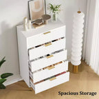Cassettiera a 5 cassetti per camera da letto, cassettiera alta in legno da 47 pollici con maniglia dorata, organizer con cassetti scanalati, cassettiera per armadio
