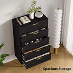 Cassettiera a 5 cassetti per camera da letto, cassettiera alta in legno da 47 pollici con maniglia dorata, organizer con cassetti scanalati, cassettiera per armadio