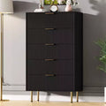 5 Drawer Dresser for Bedroom, 47 Tall Wooden Chest of Drawers with Gold Handle, Fluted Storage Dresser Organizer, Closet Dresser for Bedroom