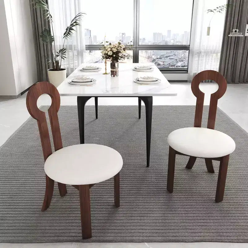 Sedia da pranzo vintage in legno massello di gomma, design senza braccioli, rivestimento in morbido tessuto effetto pecora, set da 2, colore nero, perfetta per stanze piccole