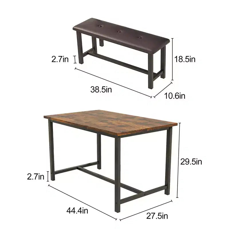 COZONY Set Tavolo da Pranzo per 4 con 2 Panche Imbottite - Set Tavolo da Cucina Rettangolare per Piccoli Spazi, Appartamenti