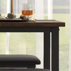 COZONY Set Tavolo da Pranzo per 4 con 2 Panche Imbottite - Set Tavolo da Cucina Rettangolare per Piccoli Spazi, Appartamenti
